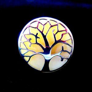 Sterling silver & mother of pearl Tree of Life adjustable ring